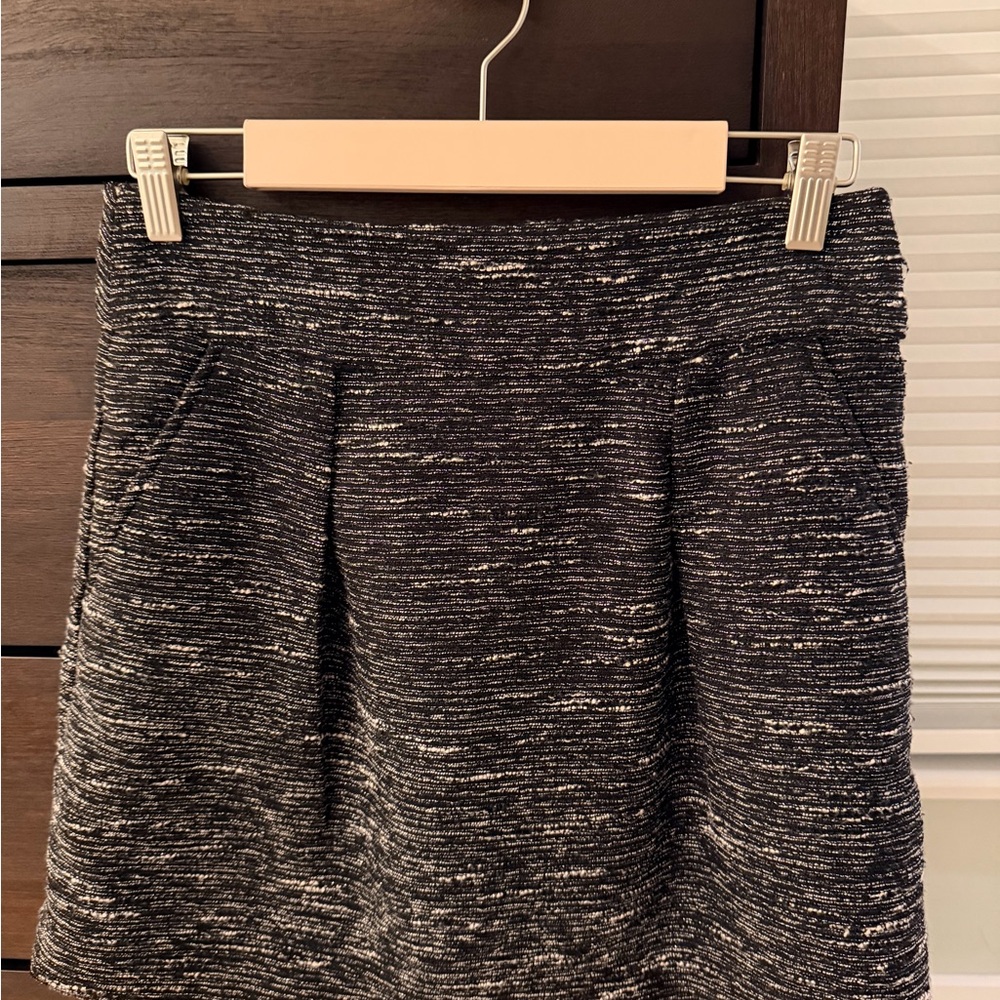 LOFT Black and White Textured Mini Skirt